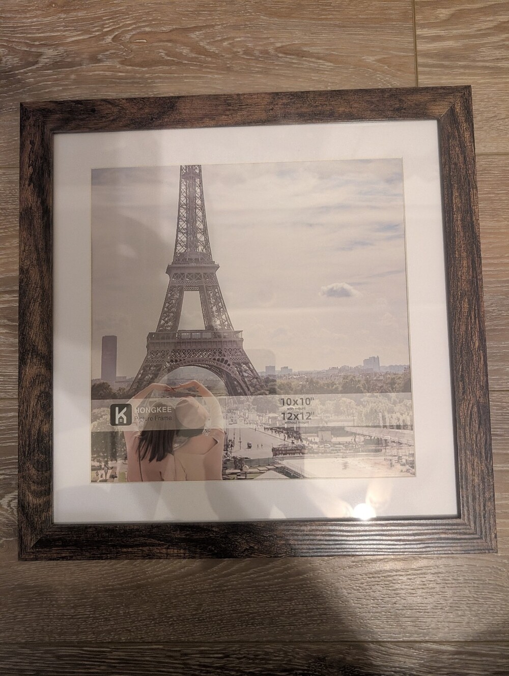 Brown Wood Picture Frame with White Mat